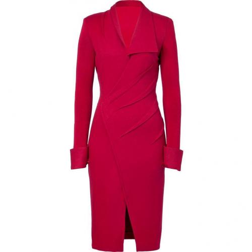 Donna Karan Scarlet Red Draped Stretch Wool Jersey Kleid