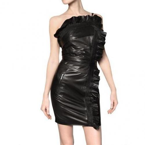 Dsquared Gerafftes Nappa Leder Kleid