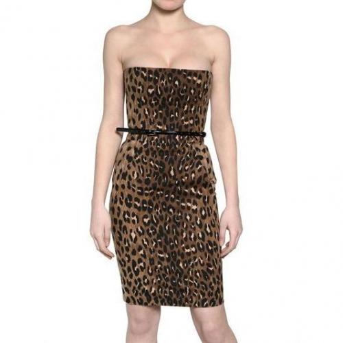 Dsquared Leopard Druck Baumwoll Gabardine Kleid