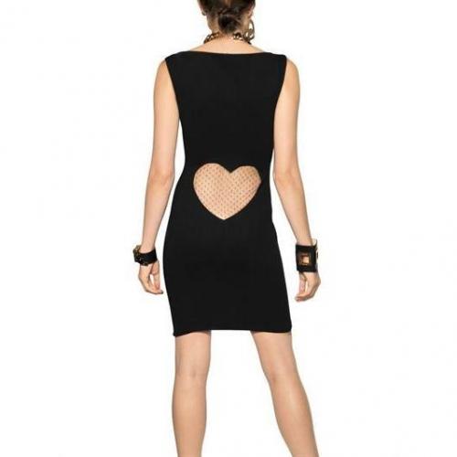 Dsquared Viskosen Jersey Kleid Mit Netz Herz Noir