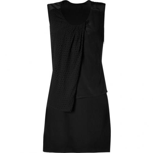 Edun Black Laser Cut Layered Front Silk Dress