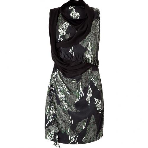 Edun Black Marble Print Silk Dress