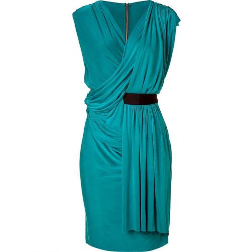 Emanuel Ungaro Lake Blue Draped Jersey Kleid