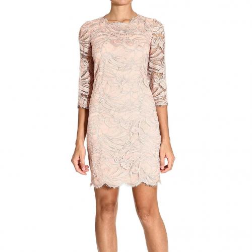 Emilio Pucci 3/4 sleeve round neck lace dress