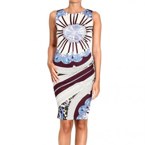 Emilio Pucci 3/4 sleeve v neck jersey arcade print dress