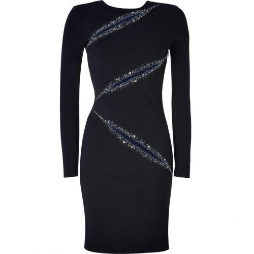 Emilio Pucci Black Crystal Embellished Wool Dress