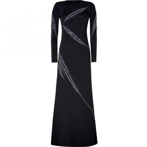 Emilio Pucci Black Silk Crystal Embellished Evening Gown