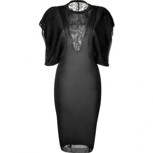 Emilio Pucci Black Silk Knit Dress with Lace Panel