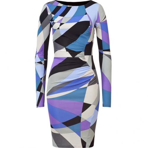 Emilio Pucci Multicolor Geometric Print Draped Dress