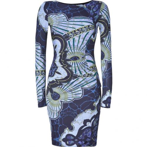 Emilio Pucci Navy/Azure Graphic Print Draped Jersey Dress