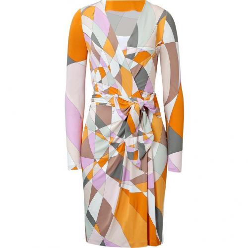 Emilio Pucci Pumpkin Multi-Cube Belted Dress