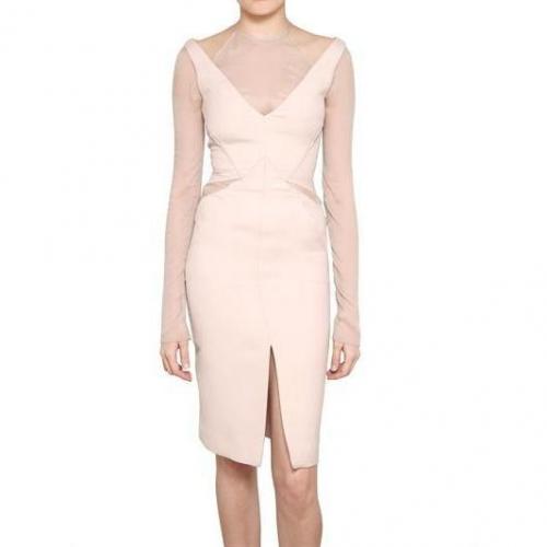 Emilio Pucci Seiden Chiffon & Woll Seiden Twill Kleid Beige