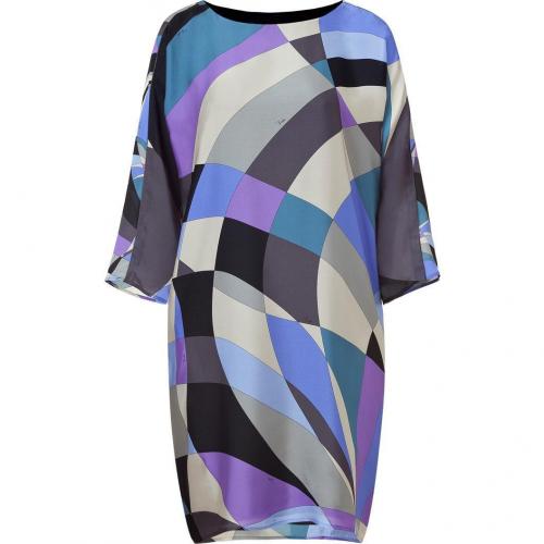 Emilio Pucci Silver Grey/Violet Geometric Print Silk Dress