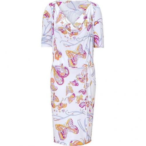 Emilio Pucci White Belted Butterfly Print Jersey Dress
