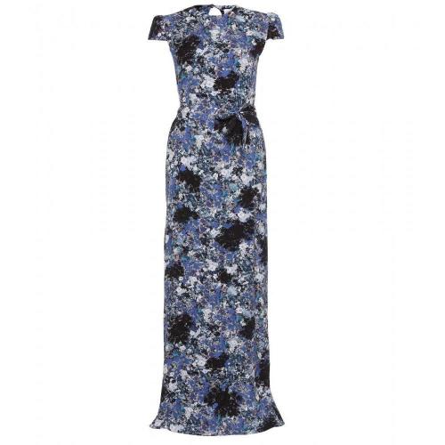 Erdem Aurelia Florales Maxikleid Schwarz-Grau