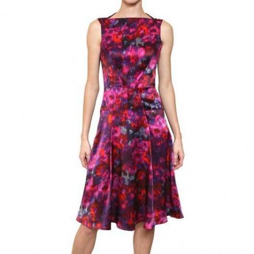 Erdem Bedrucktes Seiden Satin Kleid Rot