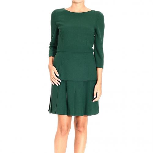 Ermanno Scervino 3/4 sleeve double crepes pleated bottom dress