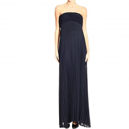 Ermanno Scervino Long pleated bustier bow dress