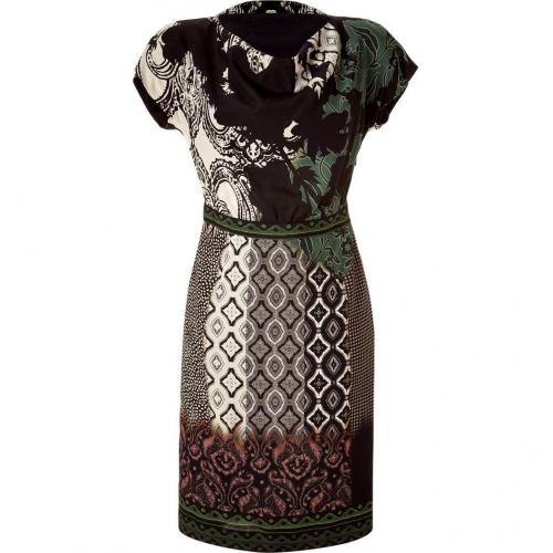 Etro Black/Green Cowl Neck Kleid