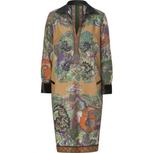 Etro Black/Moss-Multi Wool Kleid