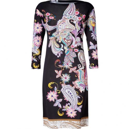 Etro Black-Multi Paisley Print Jersey Kleid