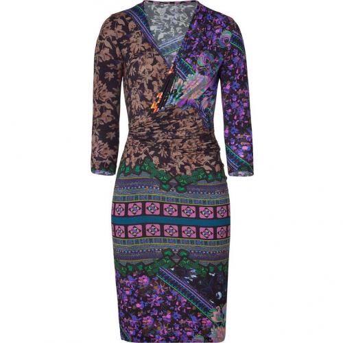 Etro Fuchsia/Emerald Flower Pattern Jersey Kleid