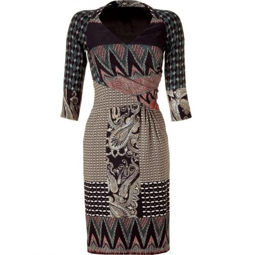 Etro Multicolor Draped Silk Blend Kleid