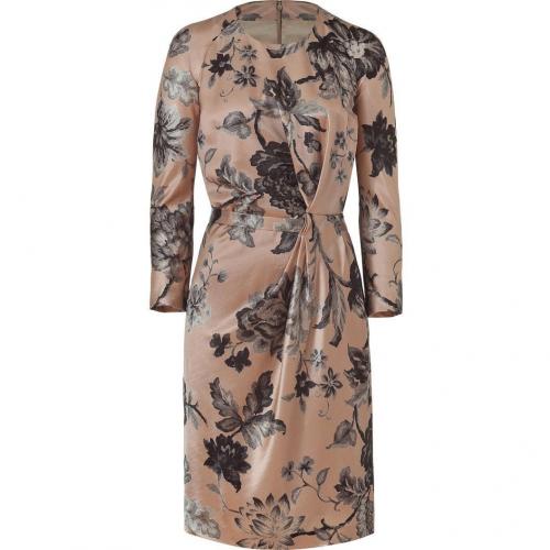 Etro Nude/Graphite Flower Patterned Wool/Silk Kleid