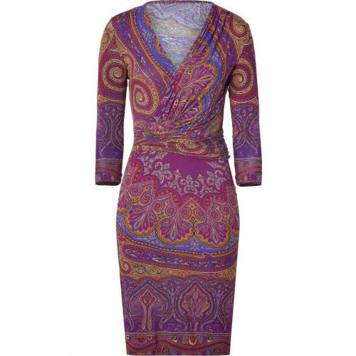 Etro Purple/Curry Paisley Print Jersey Kleid