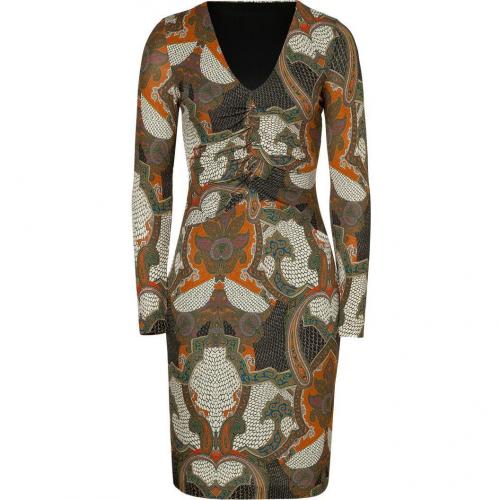 Etro Saffron/Malachite Mosaic Paisley Print Jersey Kleid