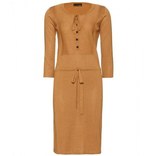 Fendi Strickkleid Aus Kaschmir Und Seide Ocker