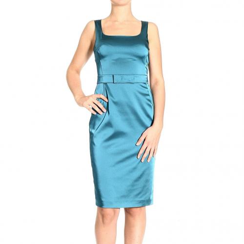 Frankie Morello Sleeveless stretch satin belt dress