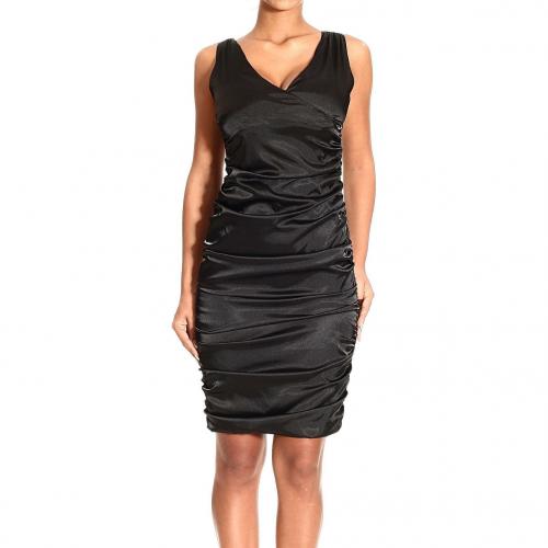 Frankie Morello Sleeveless v neck draped satin dress