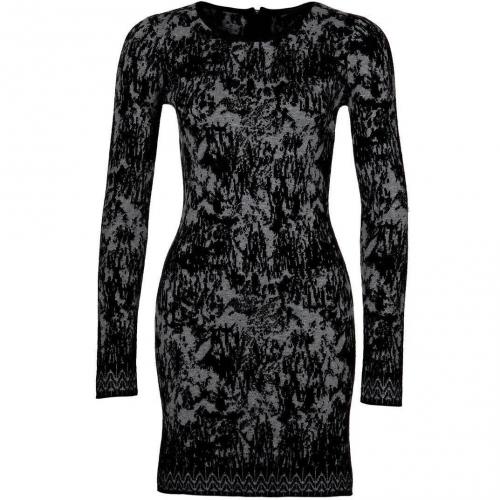 French Connection Jackie Jaquard Strickkleid grey melange/black
