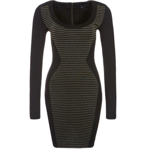 French Connection Lara Jerseykleid black/gold stripe 