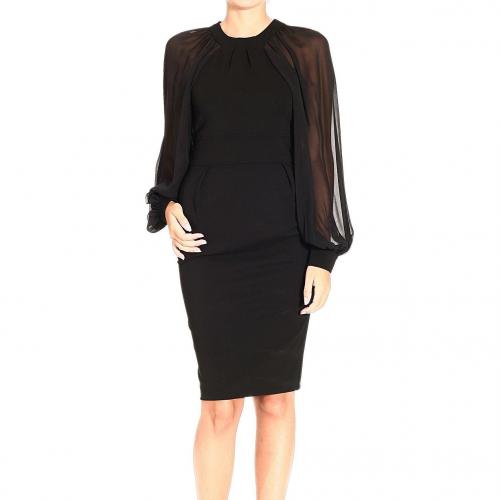Gucci Long chiffon sleeve jersey dress