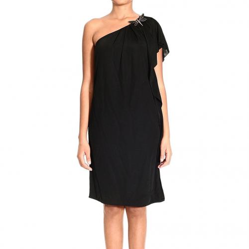 Gucci One shoulder drape brooch dress