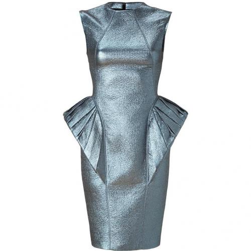 Hakaan Shiny Blue Peplum Sheath Dress