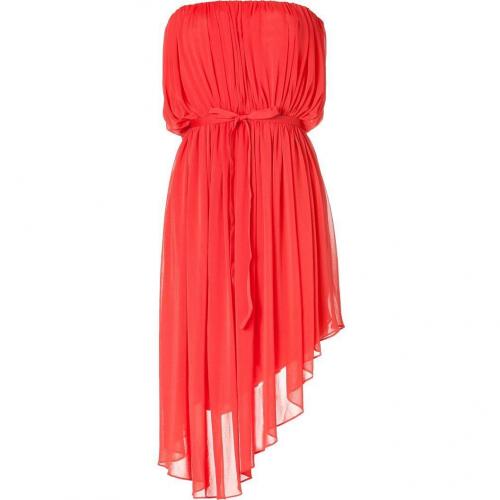 Halston Bright Coral Strapless Belted Kleid