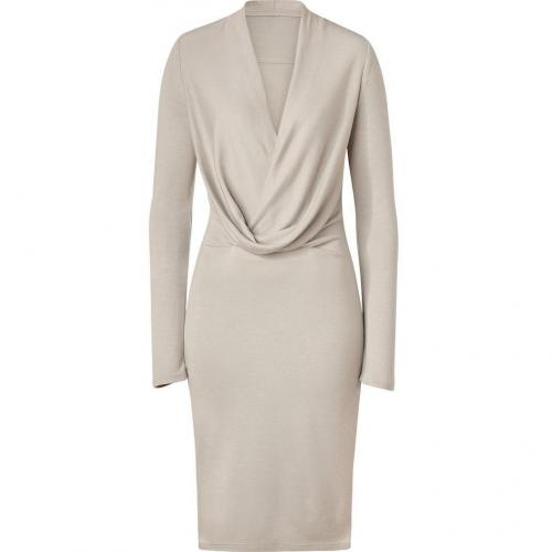 Halston Heritage Atmosphere Beige Draped Front Jersey Kleid