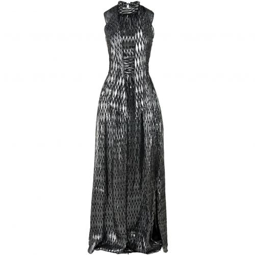 Halston Heritage Kleid Schwarz-Silber