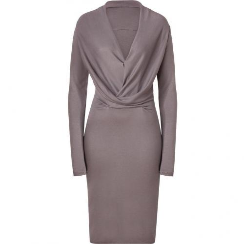 Halston Heritage Sparrow Grey Draped Front Jersey Kleid