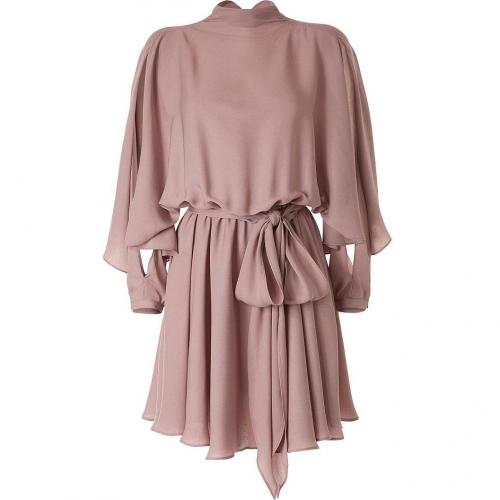 Halston Rose Smoke Slit-Sleeve Belted Kleid