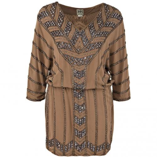 Haute Hippie Pailletten Kleid Taupe