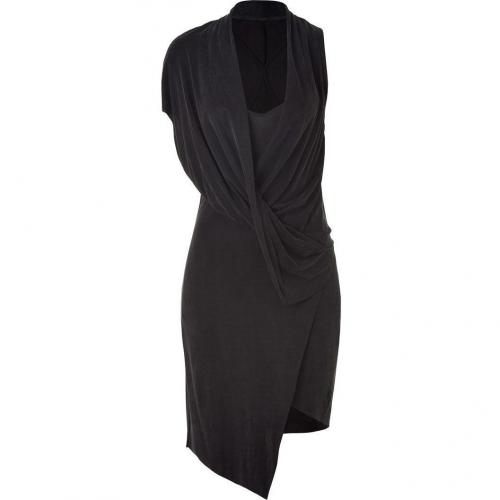 Helmut Lang Anthracite Draped Jersey Dress