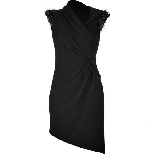 Helmut Lang Black Embellished Asymmetrical Draped Dress