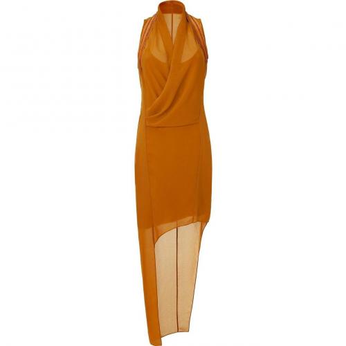 Helmut Lang Cognac Asymmetric Helix Dress