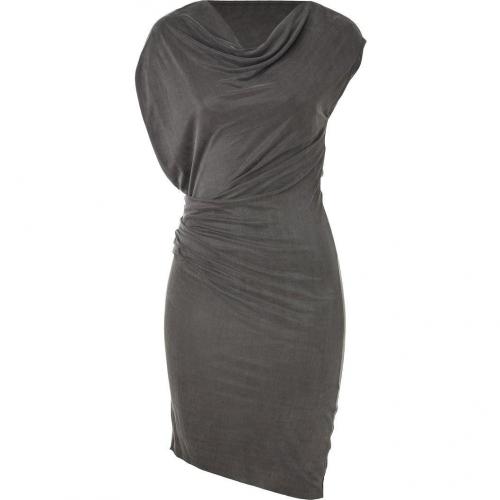 Helmut Lang Storm Grey Draped Shale Jersey Dress