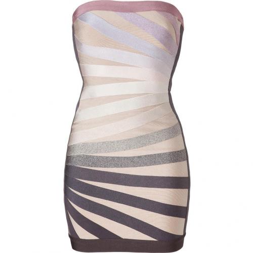 Hervé Léger Beige-Multi Strapless Bandage Dress