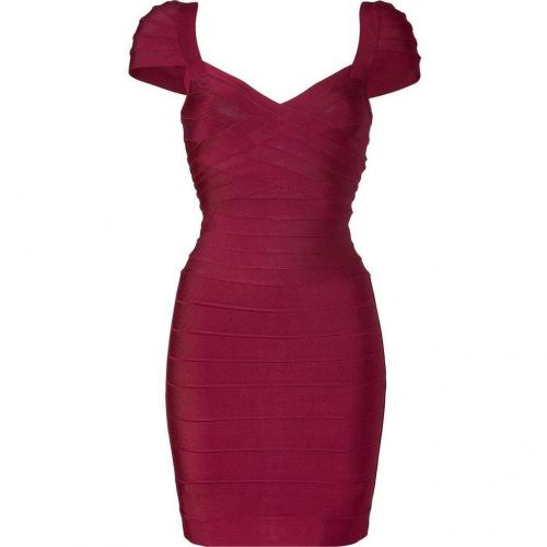 Hervé Léger Berry Cap Sleeve Bandage Dress